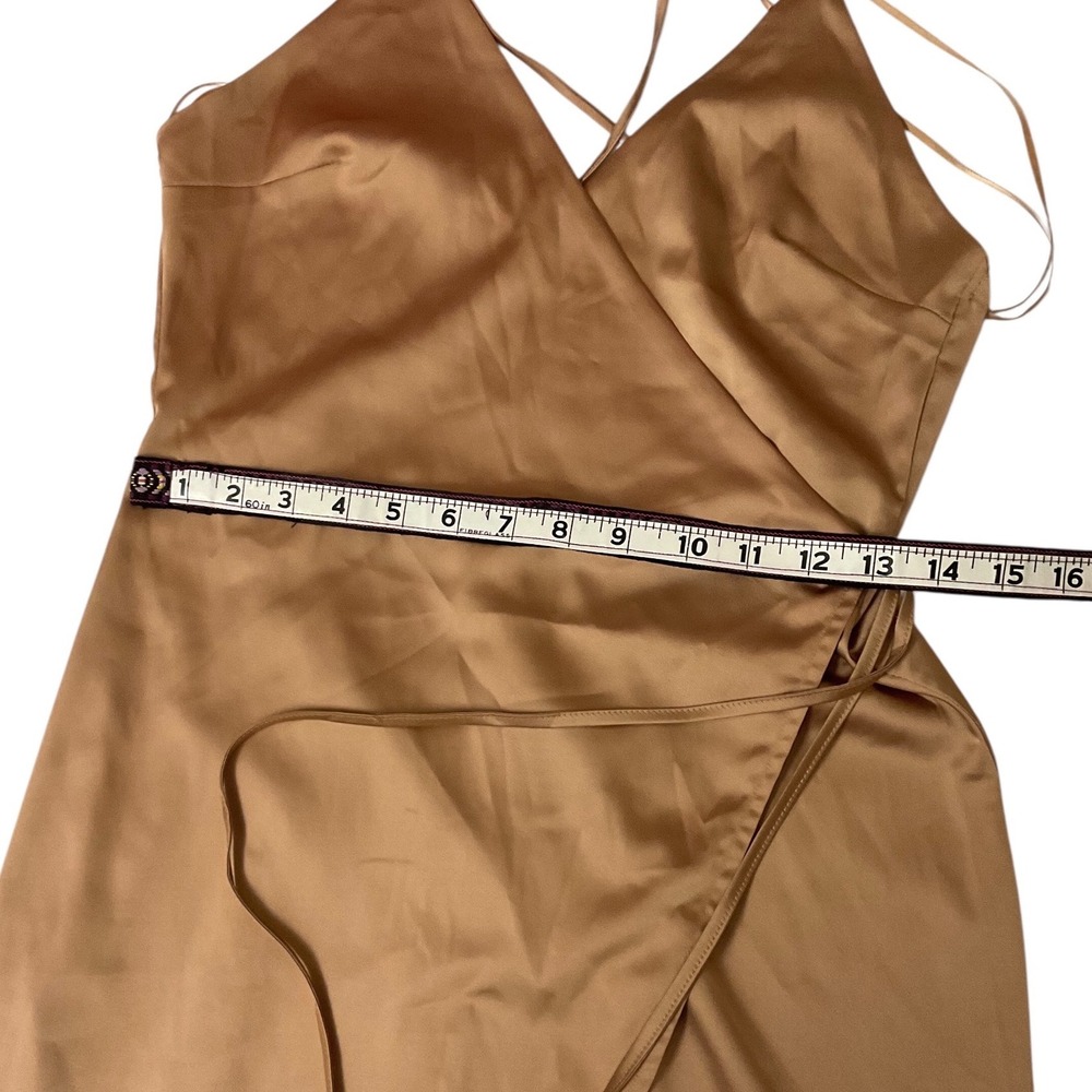 Cotton Candy LA Satin Wrap Dress Womens Small Rose Gold - Picture 9 of 11